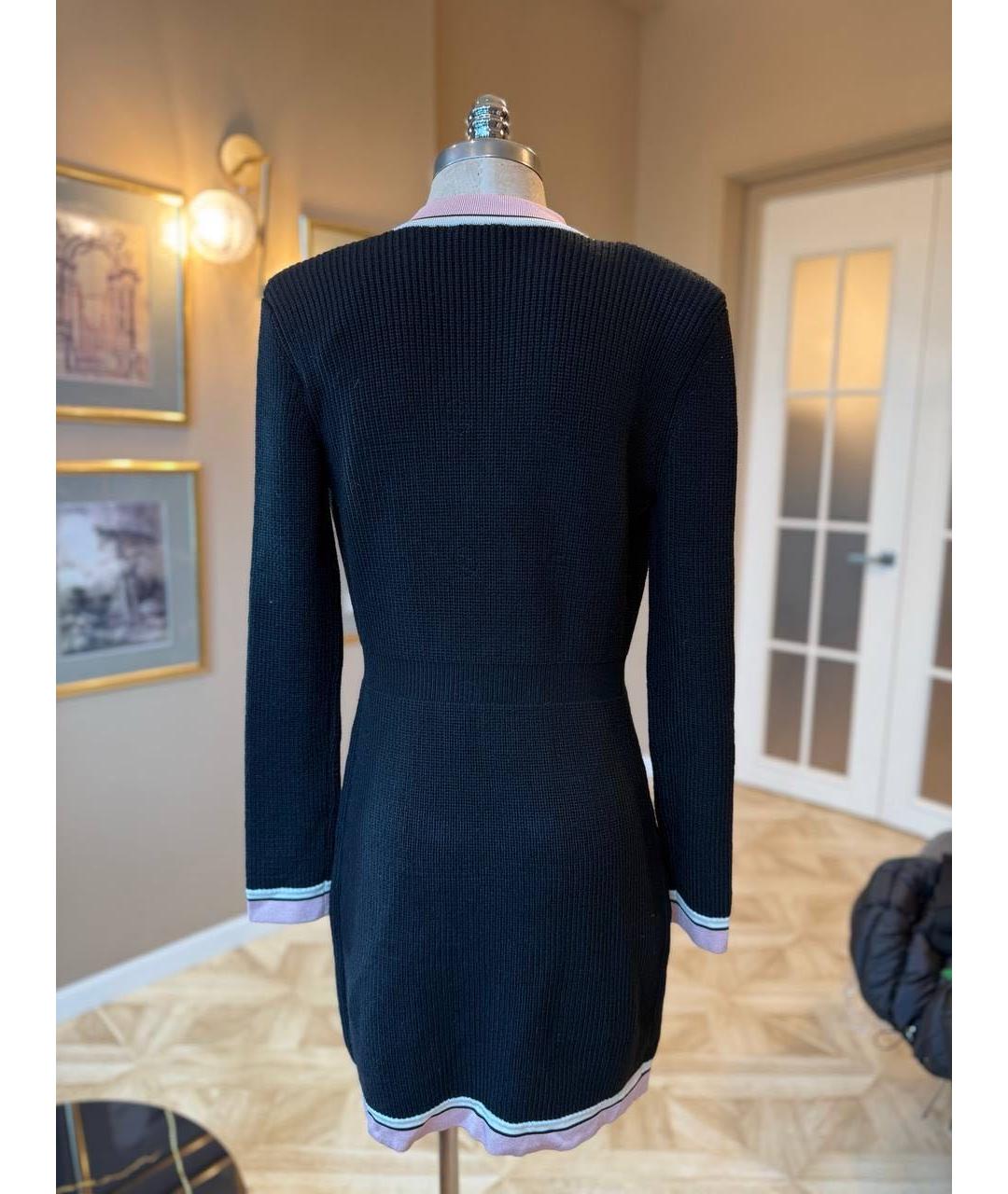 ELISABETTA FRANCHI Черное шерстяное повседневное платье, фото 3