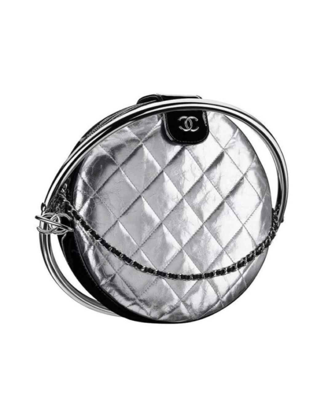 CHANEL Серебряная кожаная сумка с короткими ручками, фото 1