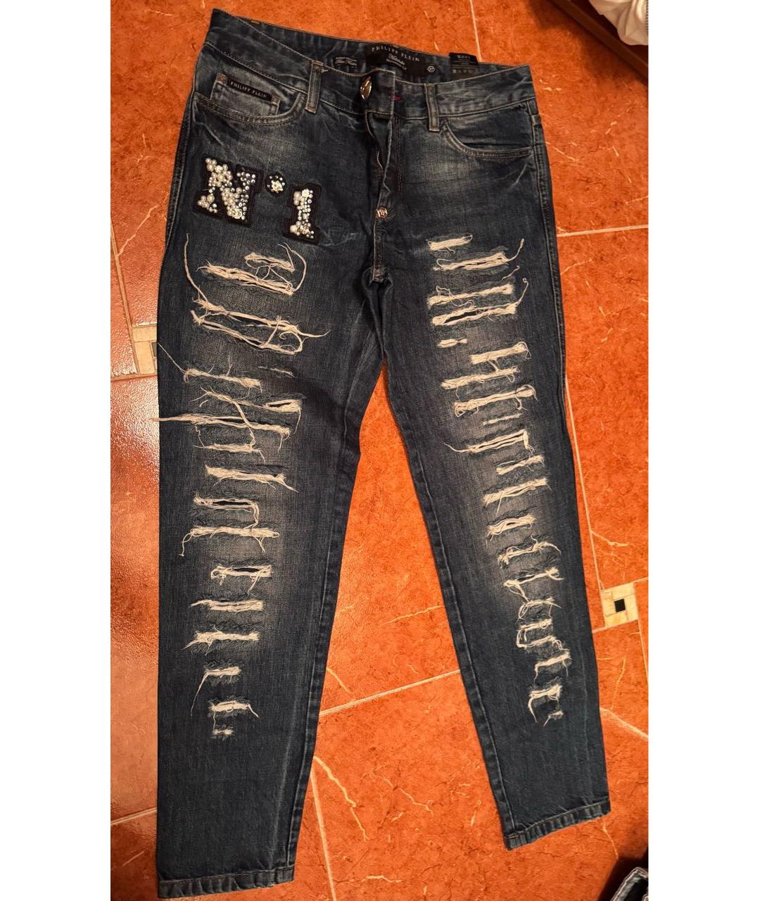 PHILIPP PLEIN Темно-синие джинсы слим, фото 4