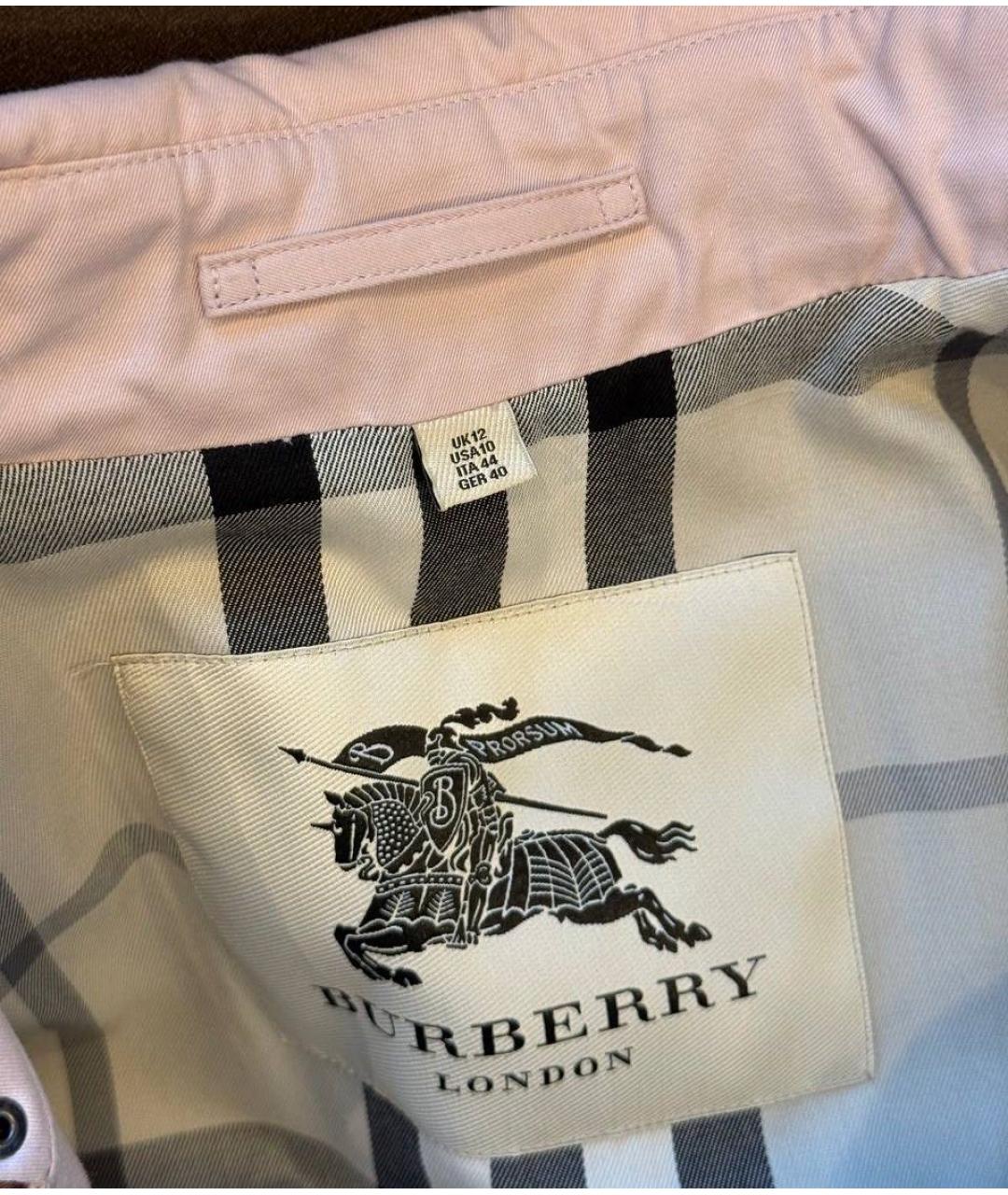 BURBERRY Розовый хлопковый тренч/плащ, фото 4