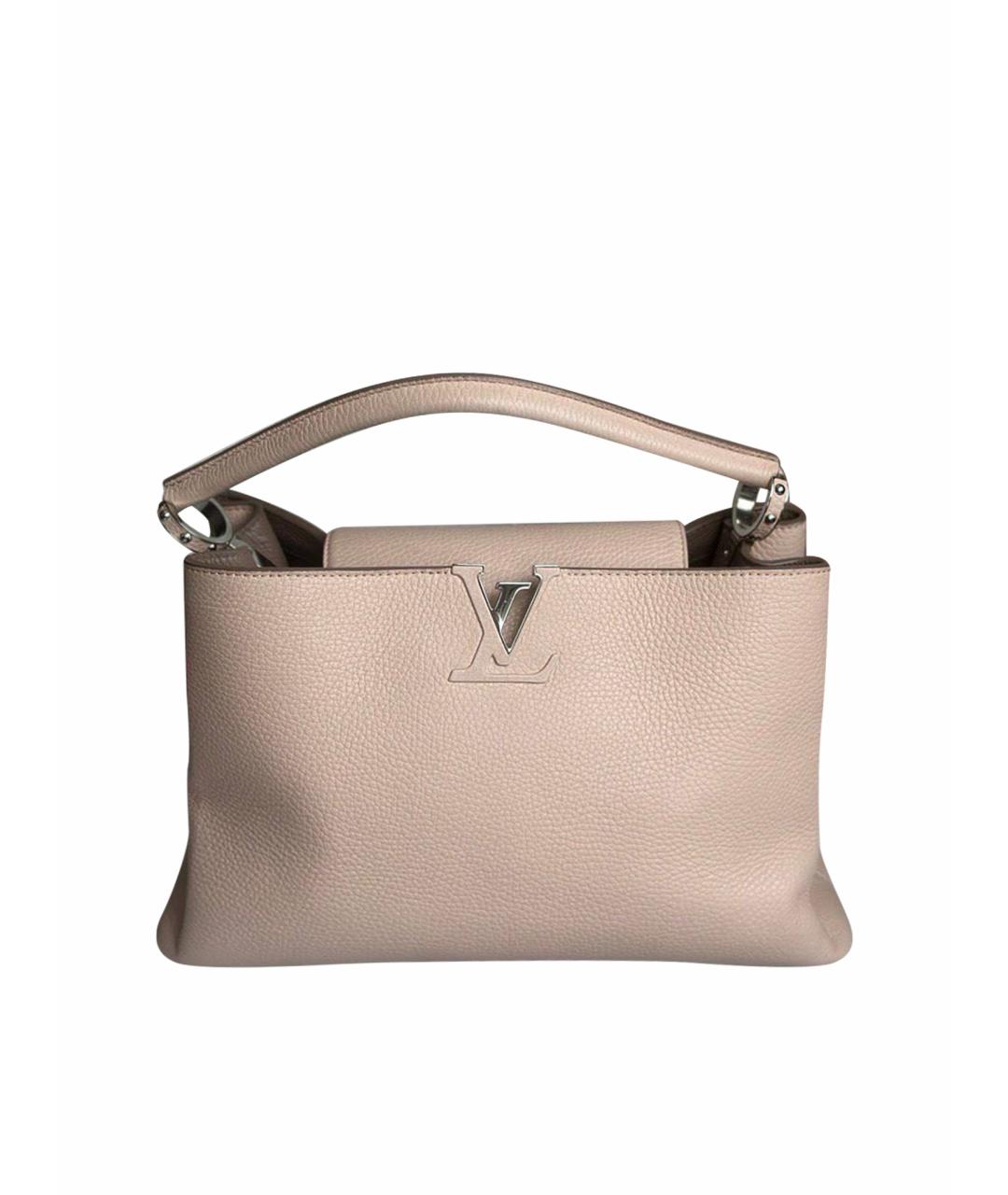 LOUIS VUITTON Бежевая кожаная сумка с короткими ручками, фото 1