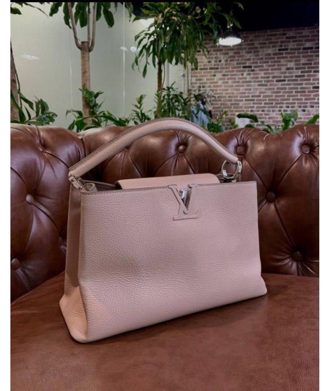 LOUIS VUITTON Бежевая кожаная сумка с короткими ручками, фото 6