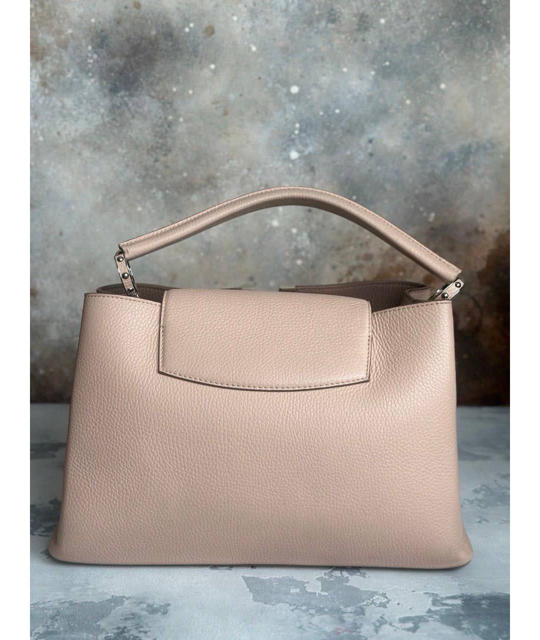 LOUIS VUITTON Бежевая кожаная сумка с короткими ручками, фото 2