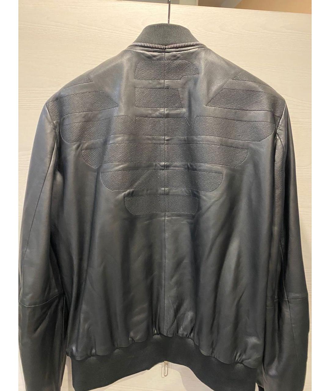 EMPORIO ARMANI Черная кожаная куртка, фото 2
