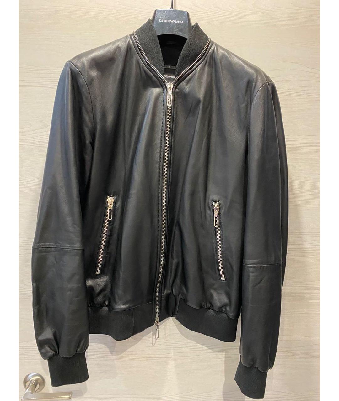 EMPORIO ARMANI Черная кожаная куртка, фото 7