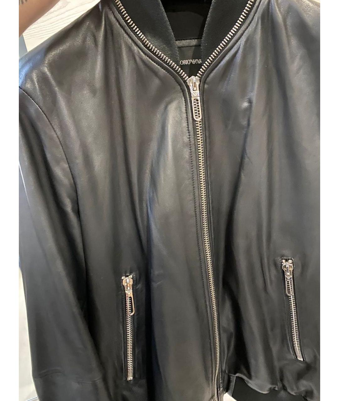 EMPORIO ARMANI Черная кожаная куртка, фото 5