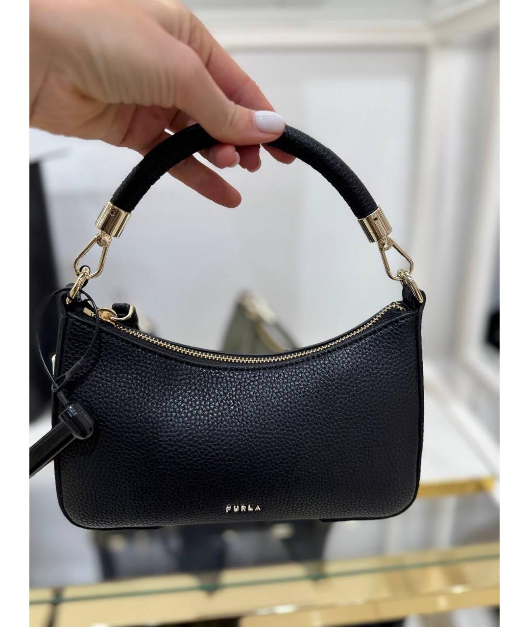 FURLA Черная кожаная сумка с короткими ручками, фото 2