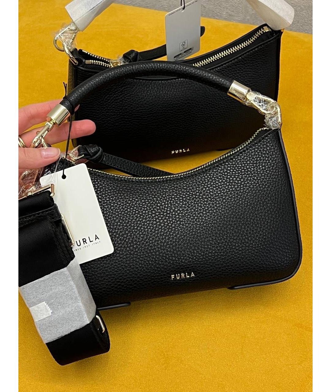 FURLA Черная кожаная сумка с короткими ручками, фото 5