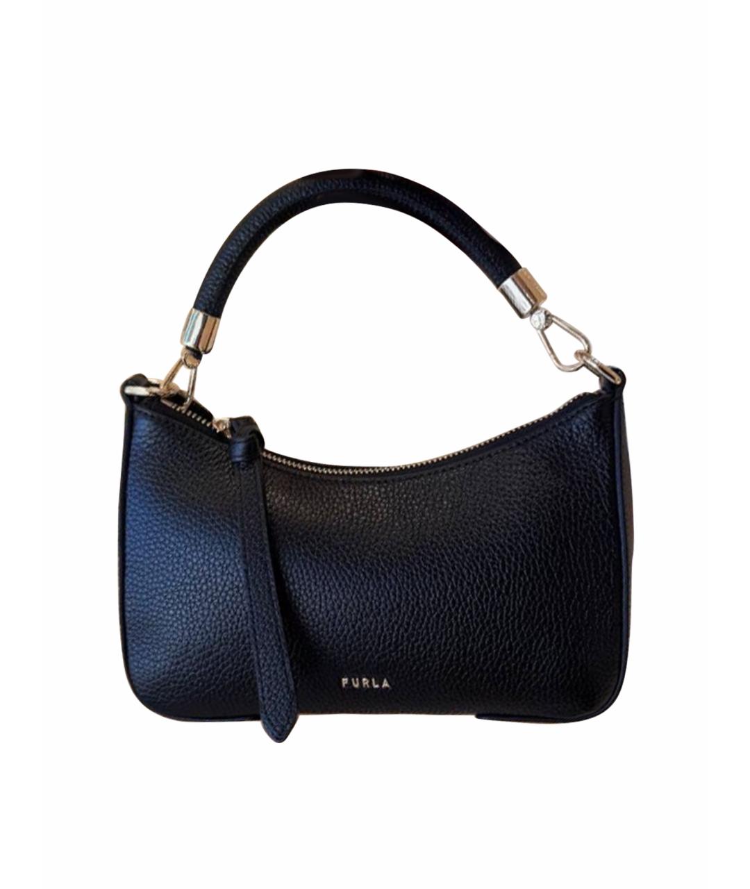 FURLA Черная кожаная сумка с короткими ручками, фото 1