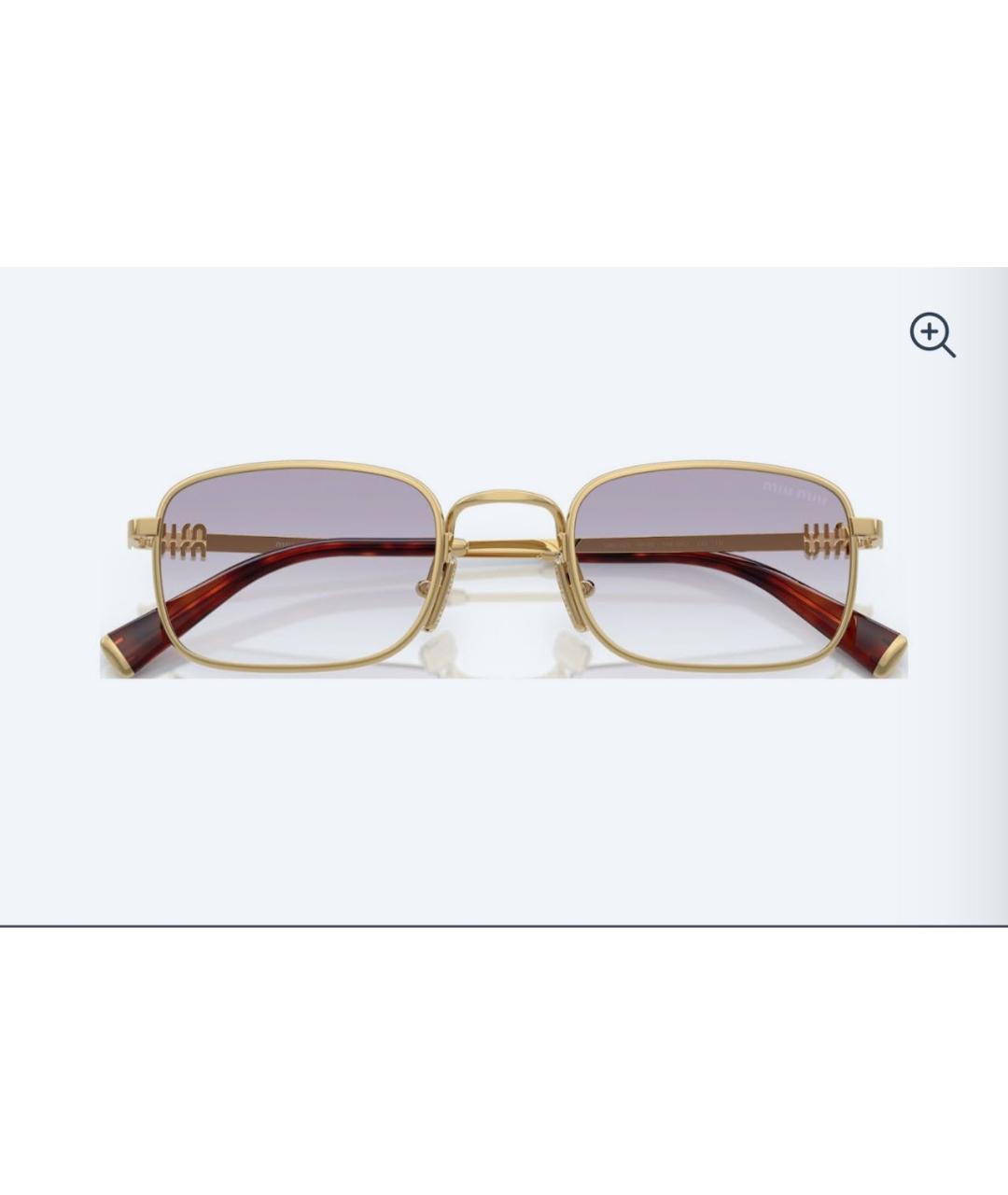 MIU MIU Золотые металлические солнцезащитные очки, фото 3