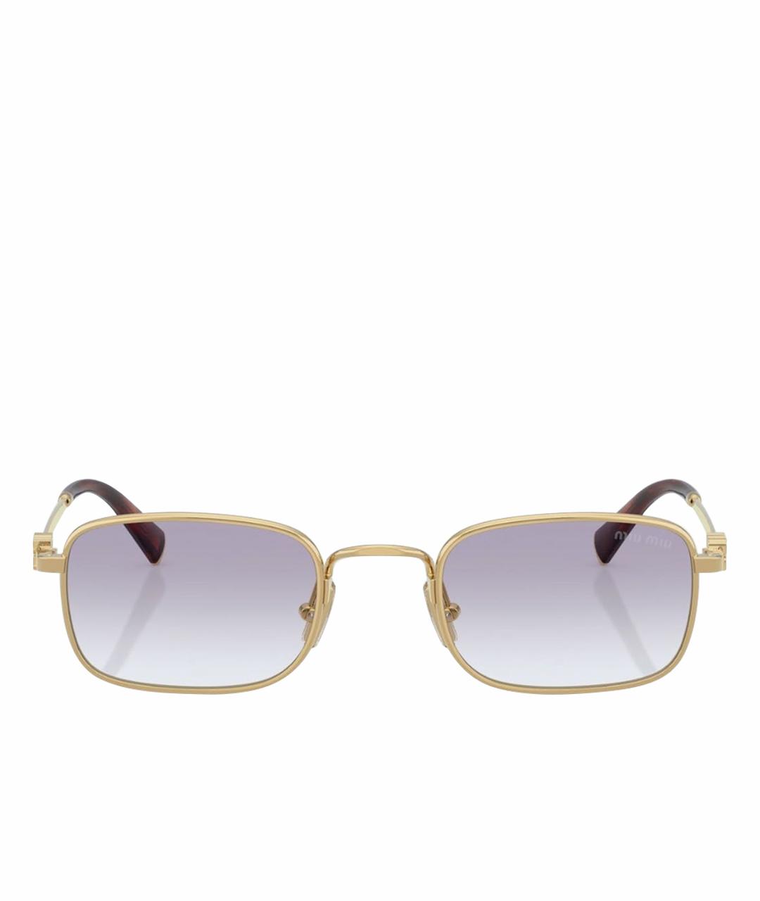 MIU MIU Золотые металлические солнцезащитные очки, фото 1