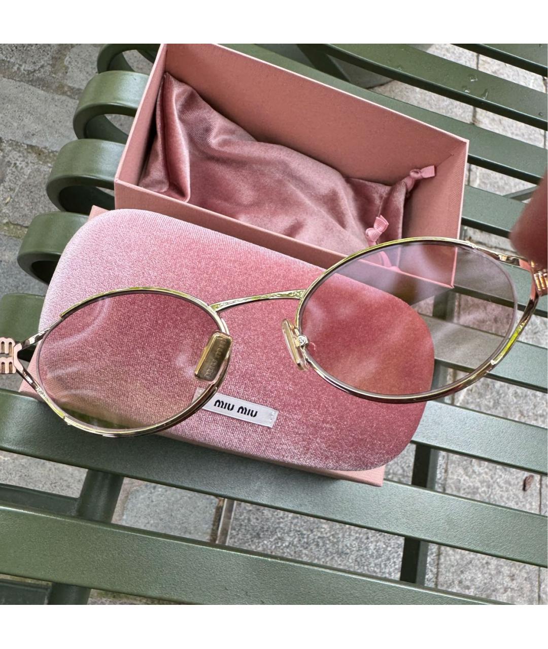 MIU MIU Золотые металлические солнцезащитные очки, фото 7