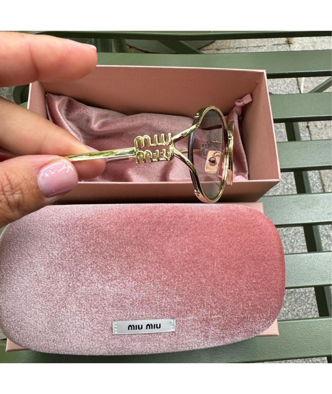 MIU MIU Золотые металлические солнцезащитные очки, фото 8