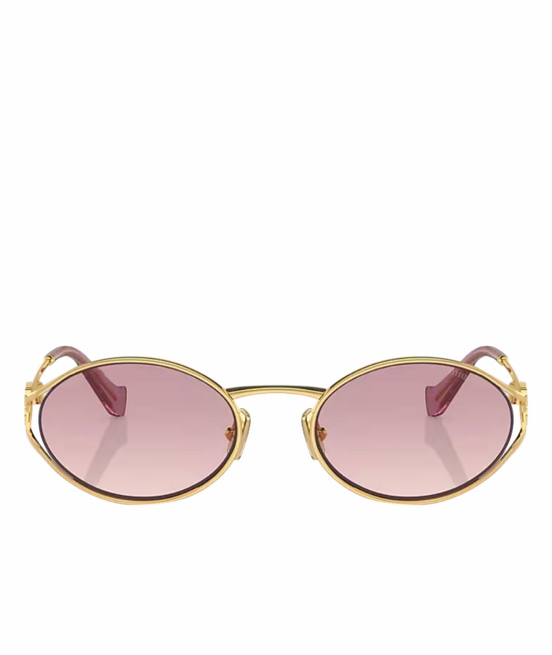 MIU MIU Золотые металлические солнцезащитные очки, фото 1
