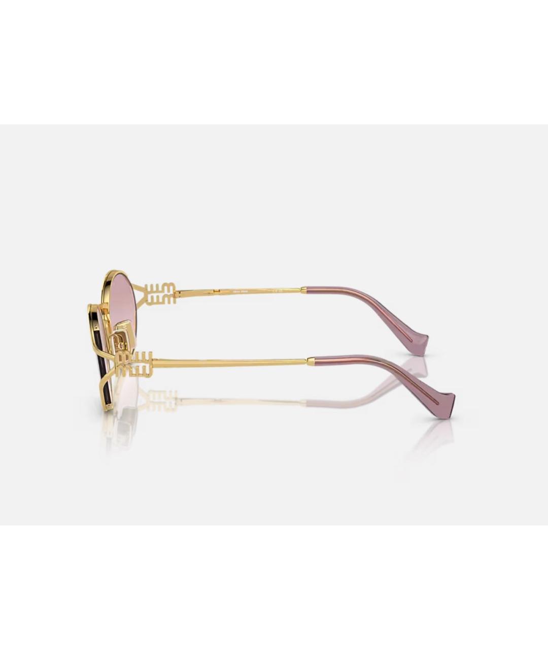 MIU MIU Золотые металлические солнцезащитные очки, фото 3