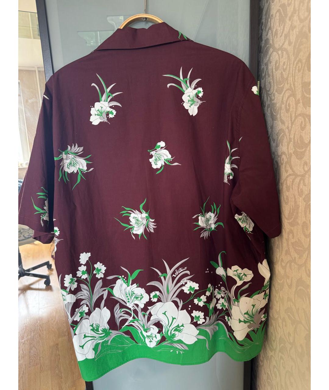 VALENTINO Бордовая хлопковая кэжуал рубашка, фото 2