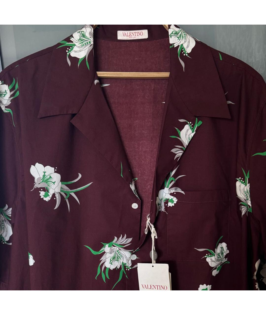 VALENTINO Бордовая хлопковая кэжуал рубашка, фото 3