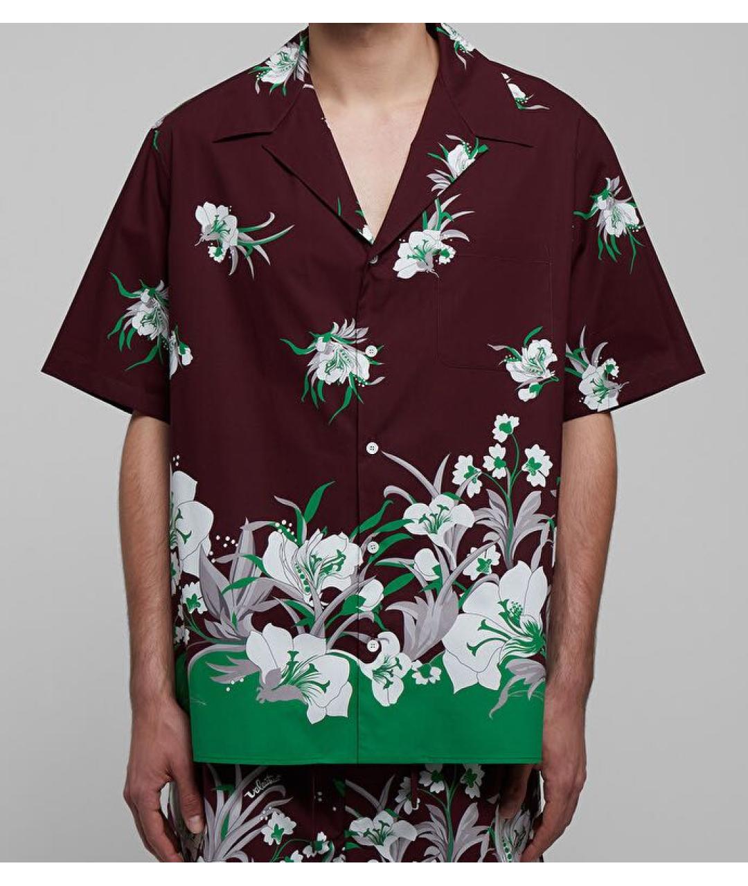 VALENTINO Бордовая хлопковая кэжуал рубашка, фото 8