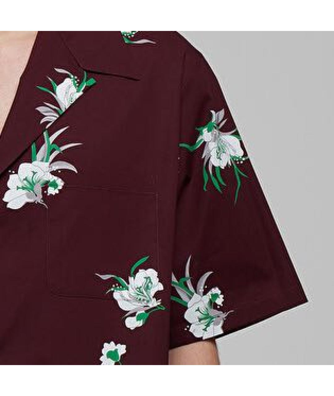 VALENTINO Бордовая хлопковая кэжуал рубашка, фото 4