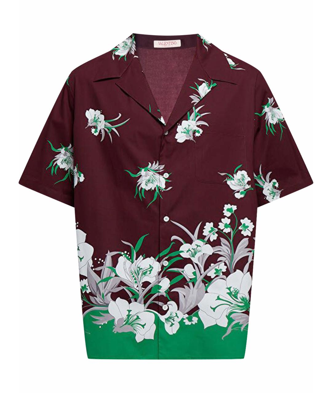 VALENTINO Бордовая хлопковая кэжуал рубашка, фото 1