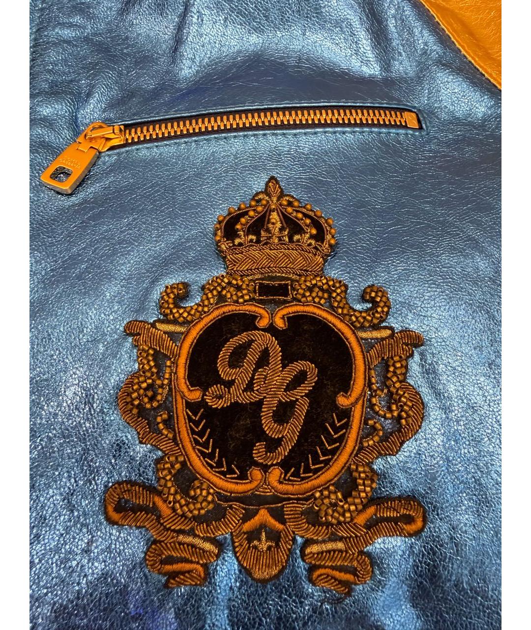 DOLCE&GABBANA Синяя кожаная куртка, фото 7