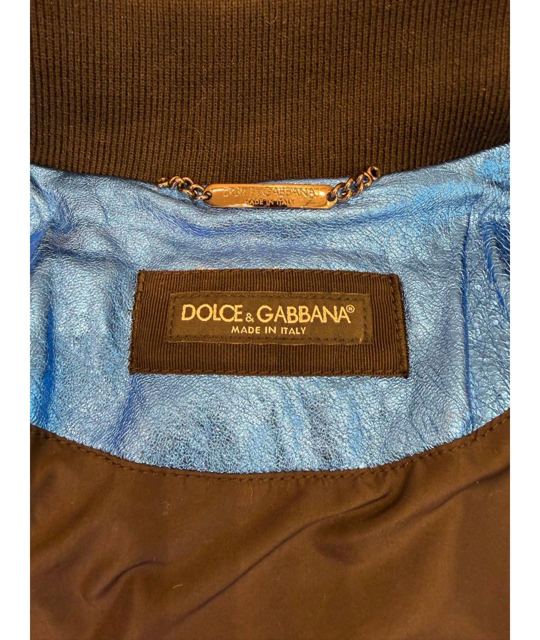 DOLCE&GABBANA Синяя кожаная куртка, фото 3