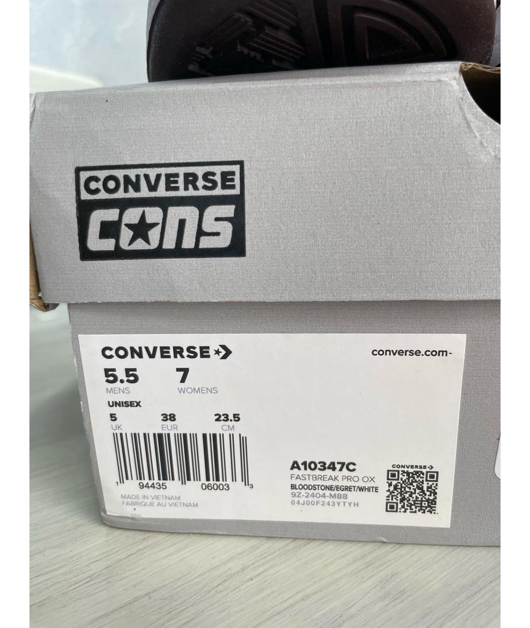 CONVERSE Бордовые кожаные кеды, фото 6