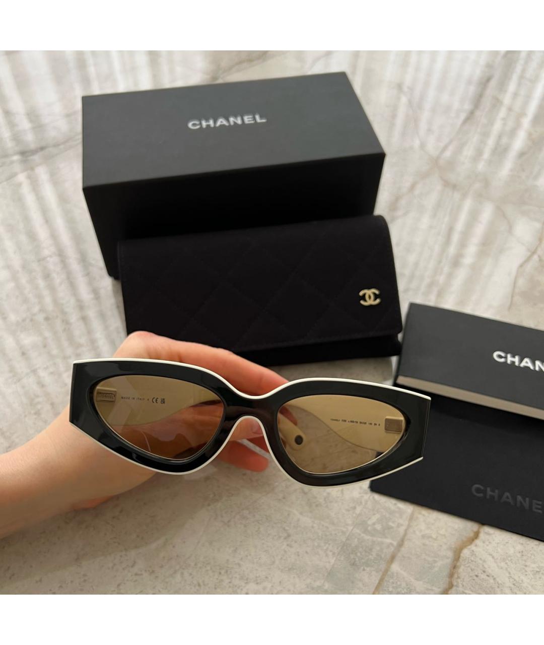 CHANEL Черные пластиковые солнцезащитные очки, фото 6