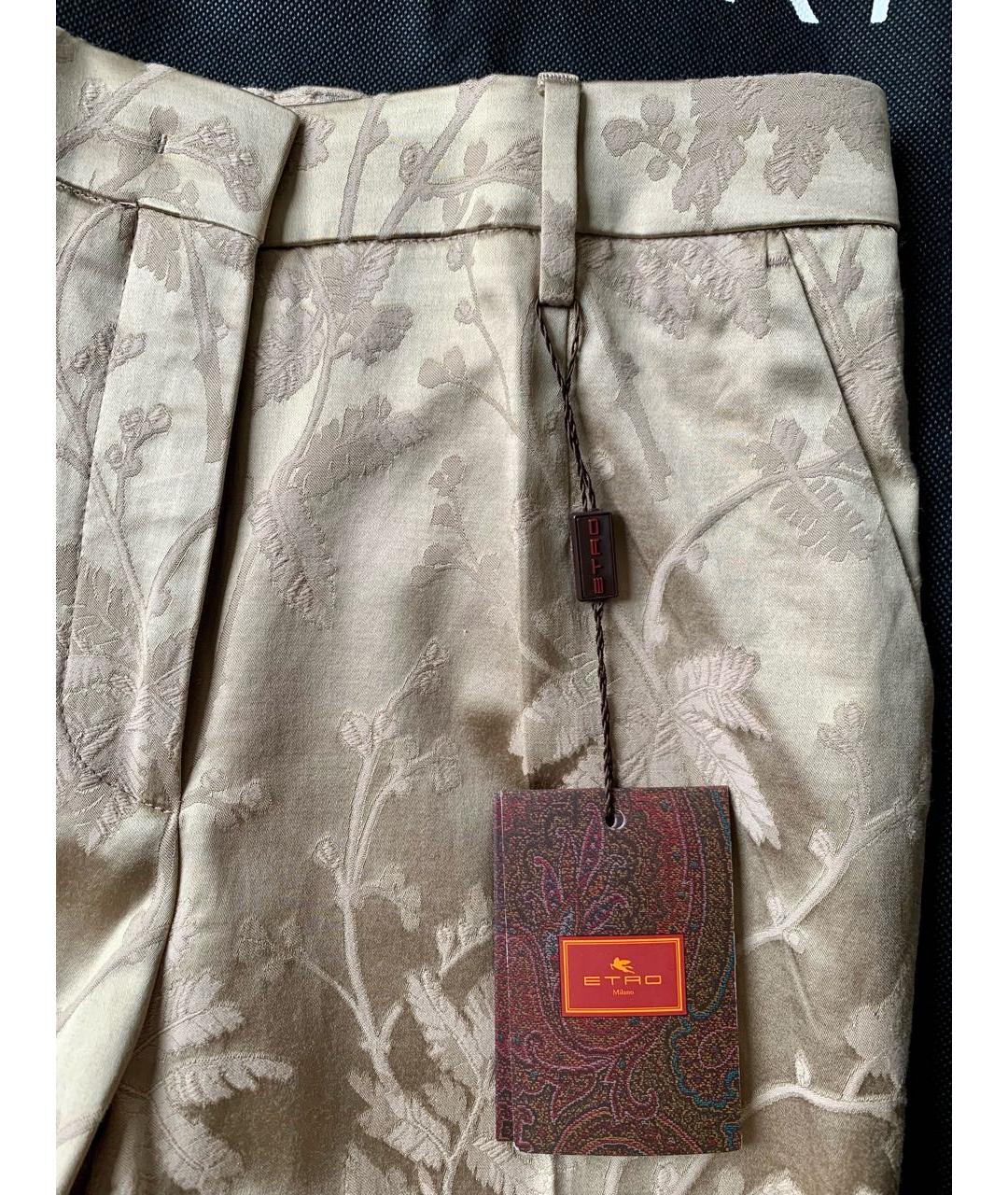 ETRO Бежевые атласные прямые брюки, фото 3