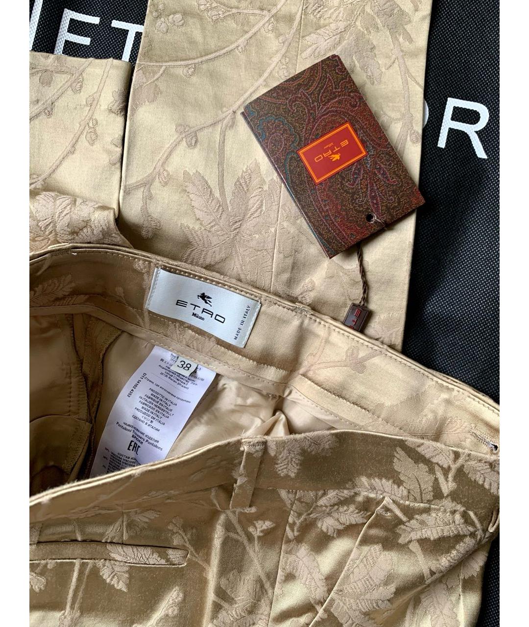 ETRO Бежевые атласные прямые брюки, фото 2