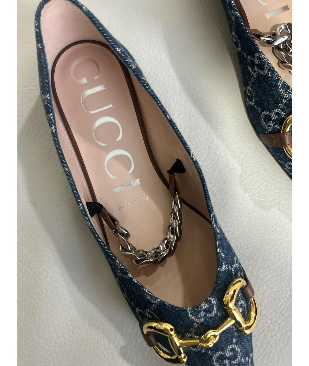GUCCI Синие текстильные балетки, фото 8