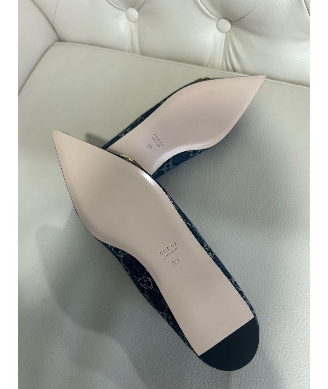 GUCCI Синие текстильные балетки, фото 5