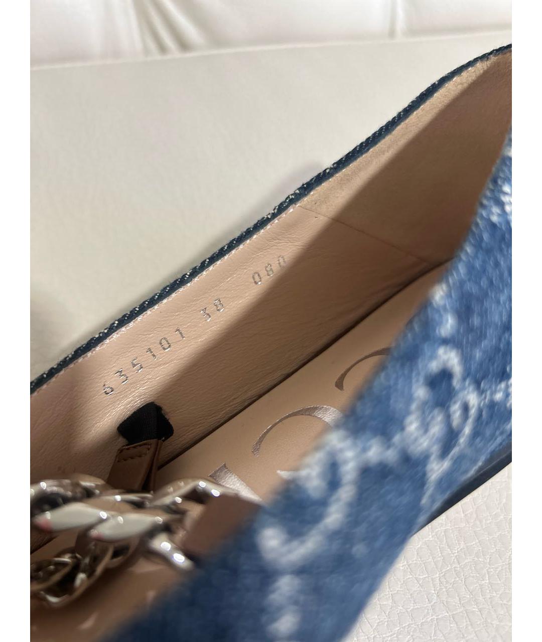 GUCCI Синие текстильные балетки, фото 6