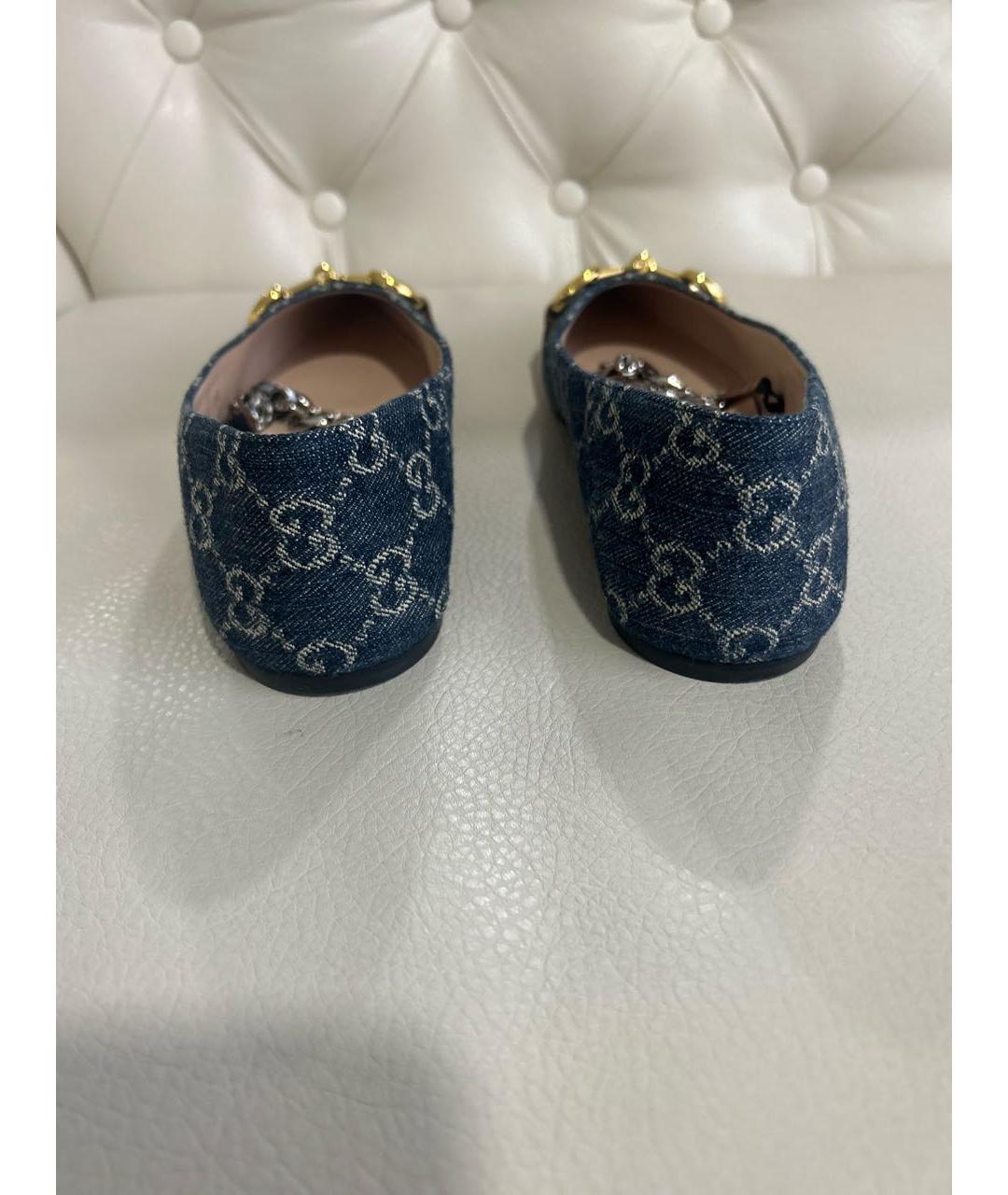 GUCCI Синие текстильные балетки, фото 4