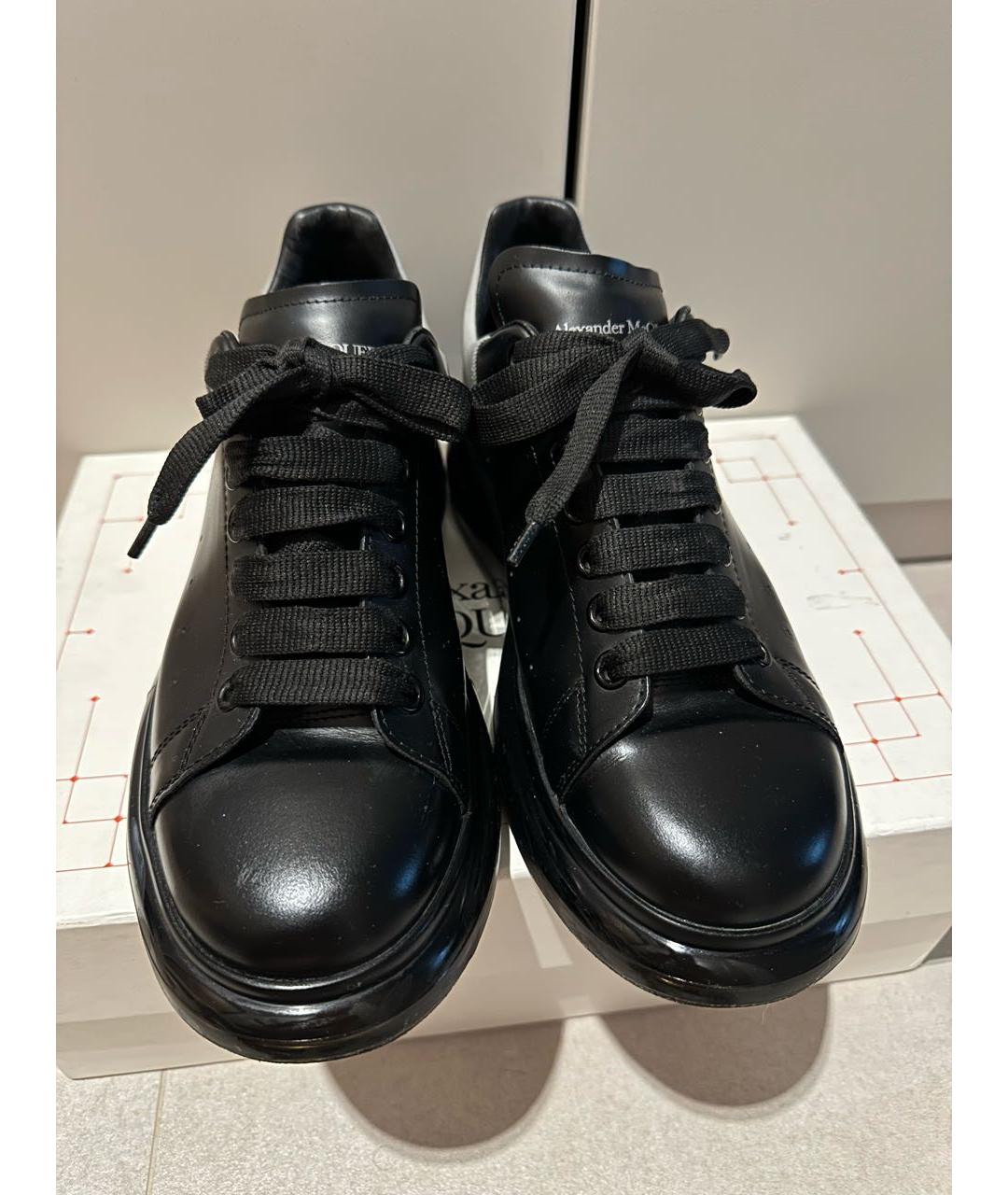 ALEXANDER MCQUEEN Черные кожаные низкие кроссовки / кеды, фото 2