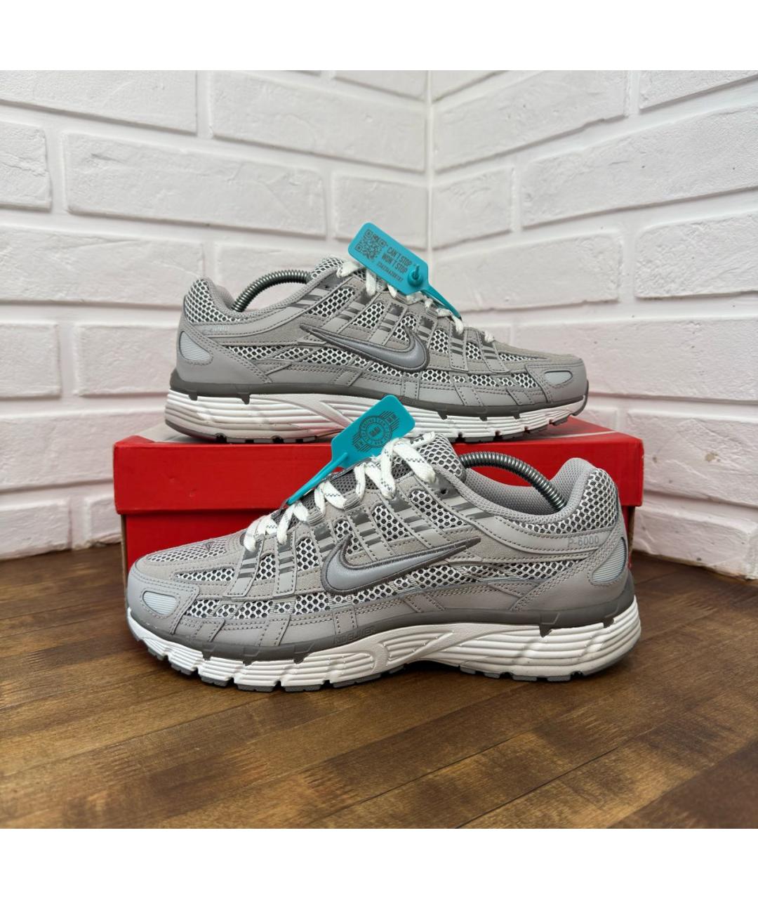 NIKE Серые низкие кроссовки / кеды из искусственной кожи, фото 3