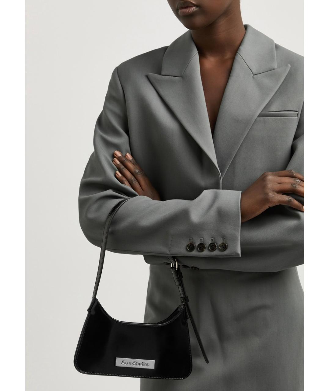 ACNE STUDIOS Черная кожаная сумка с короткими ручками, фото 3