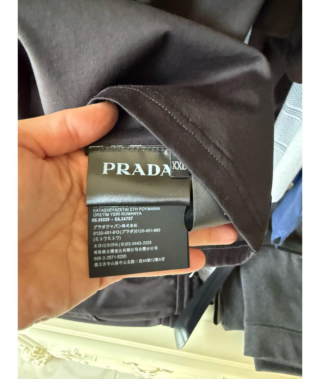 PRADA Черная хлопковая футболка, фото 3