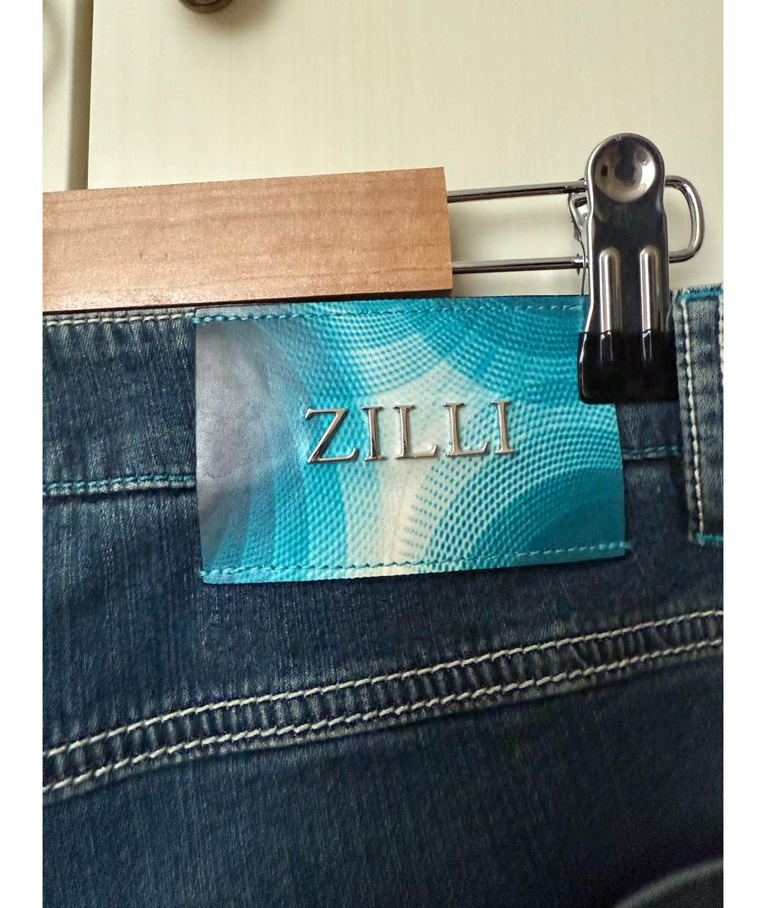 ZILLI Синие хлопковые джинсы скинни, фото 3