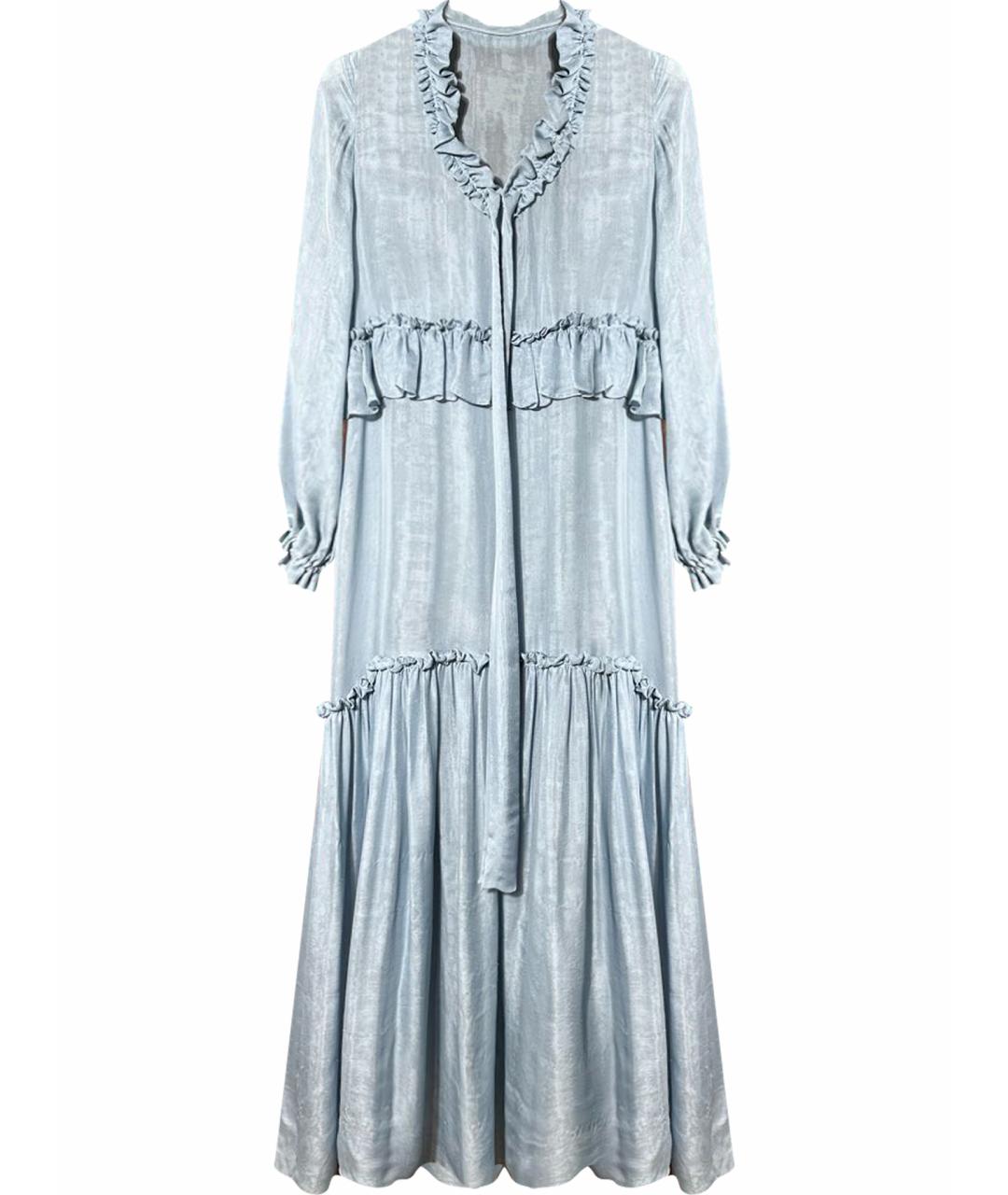 ALBERTA FERRETTI Голубое шелковое повседневное платье, фото 1