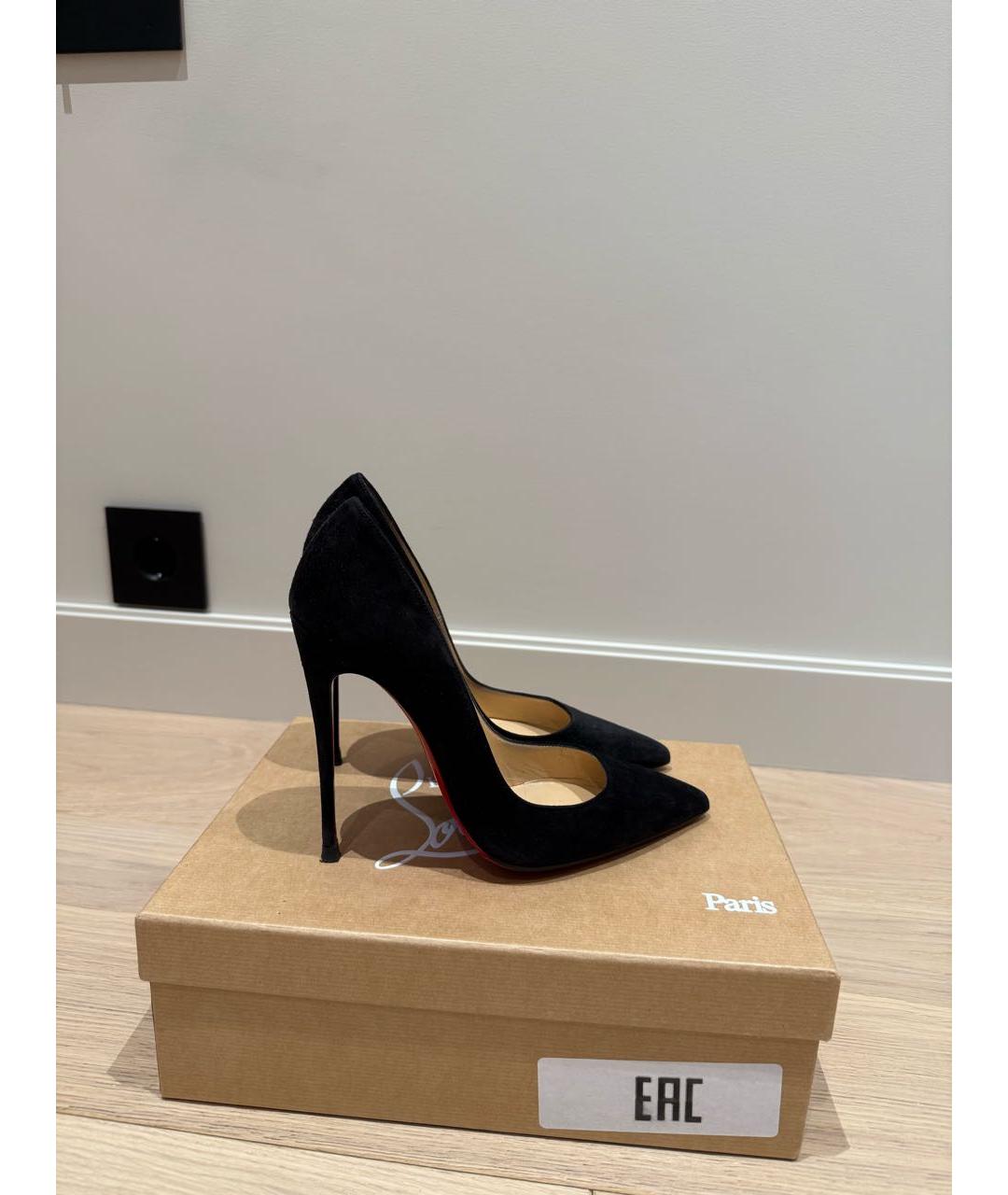 CHRISTIAN LOUBOUTIN Черные замшевые туфли, фото 4