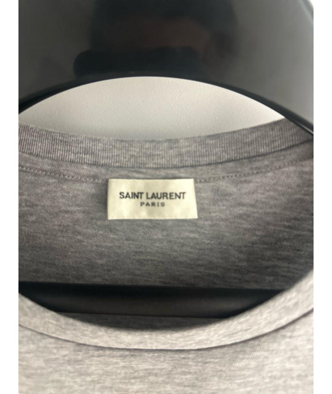SAINT LAURENT Серая хлопковая футболка, фото 3