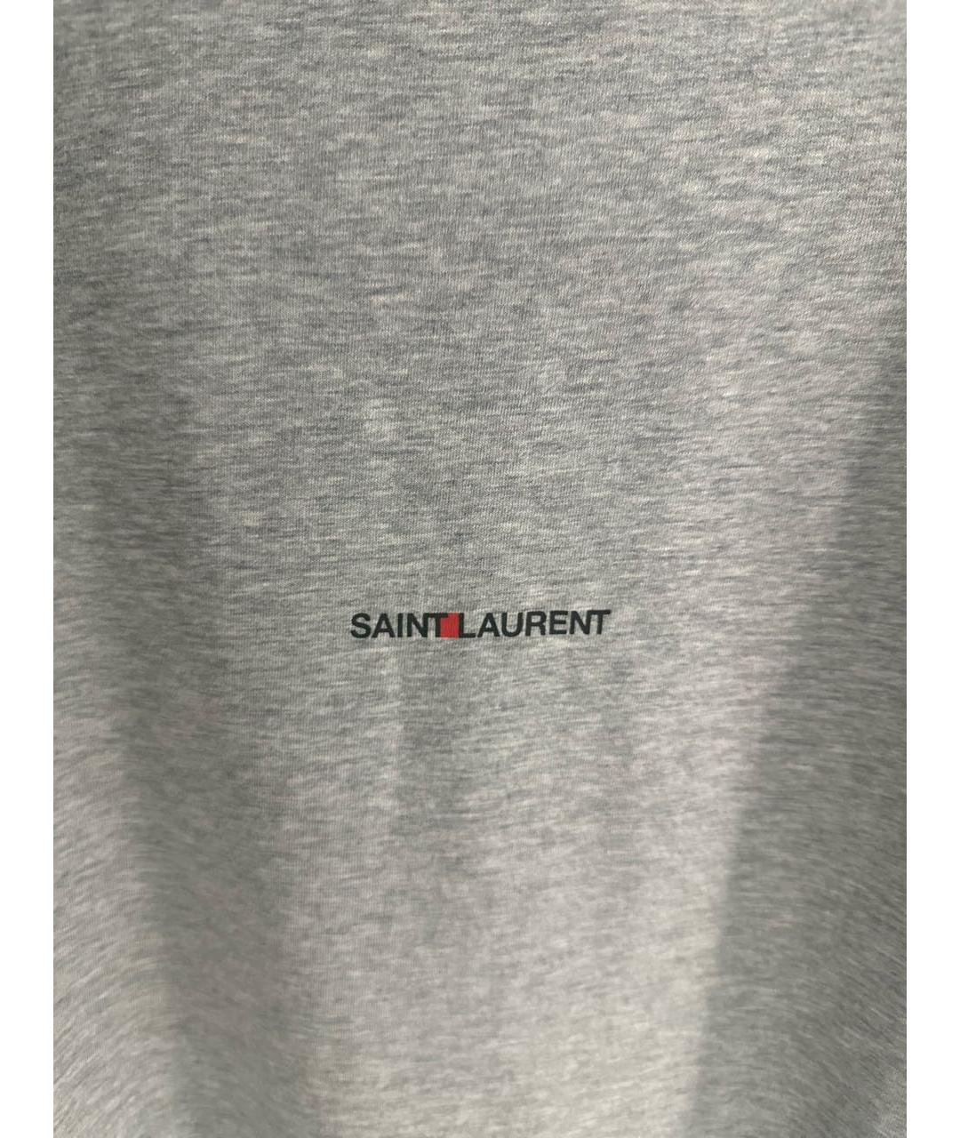 SAINT LAURENT Серая хлопковая футболка, фото 4