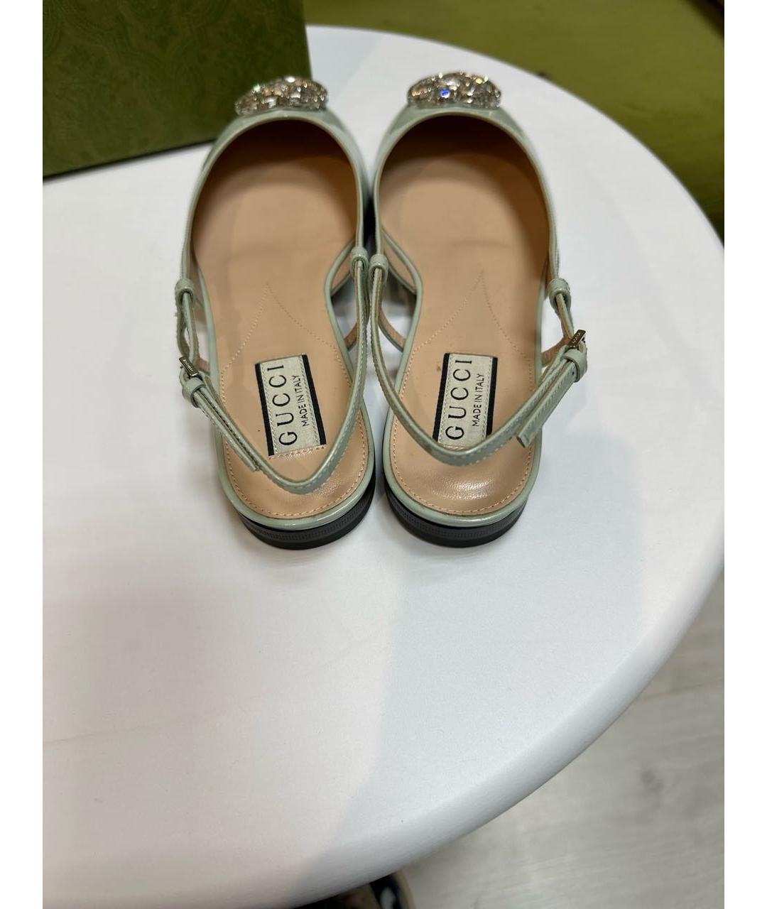 GUCCI Бирюзовые балетки из лакированной кожи, фото 4