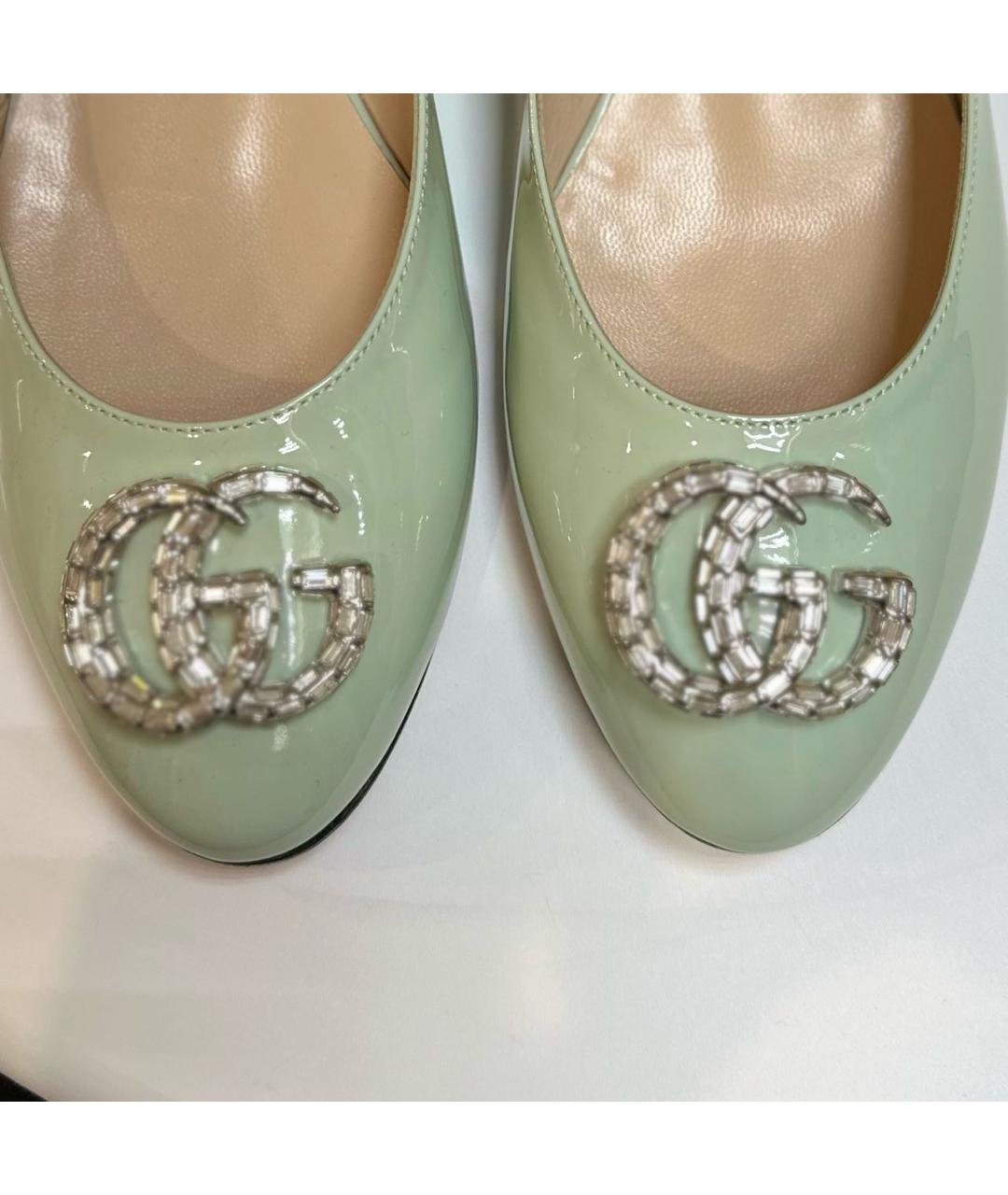 GUCCI Бирюзовые балетки из лакированной кожи, фото 5