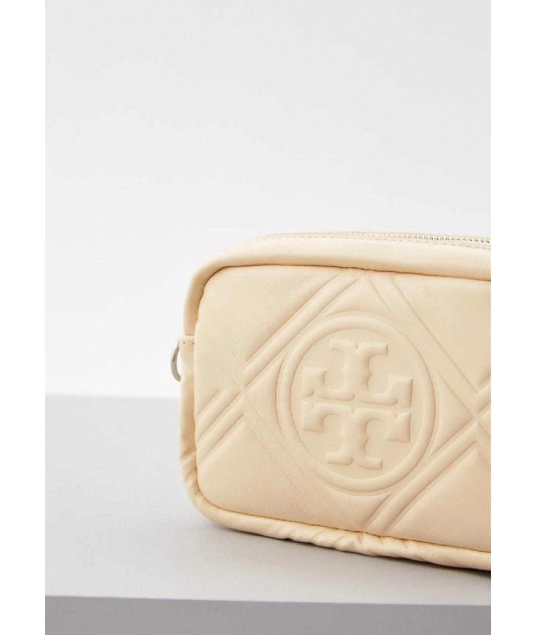 TORY BURCH Бежевая кожаная сумка через плечо, фото 3