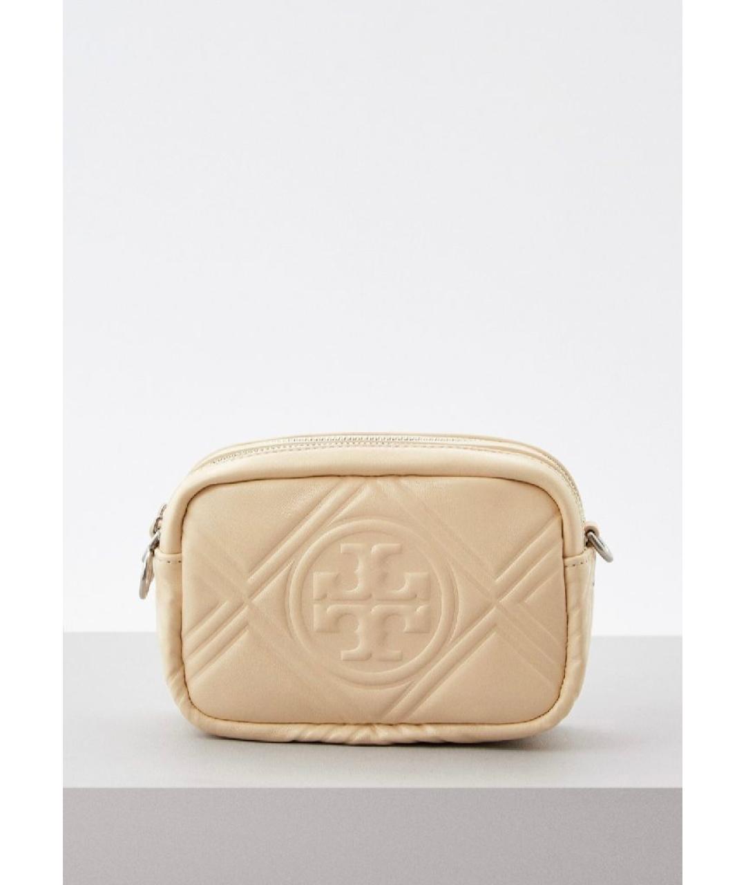 TORY BURCH Бежевая кожаная сумка через плечо, фото 7