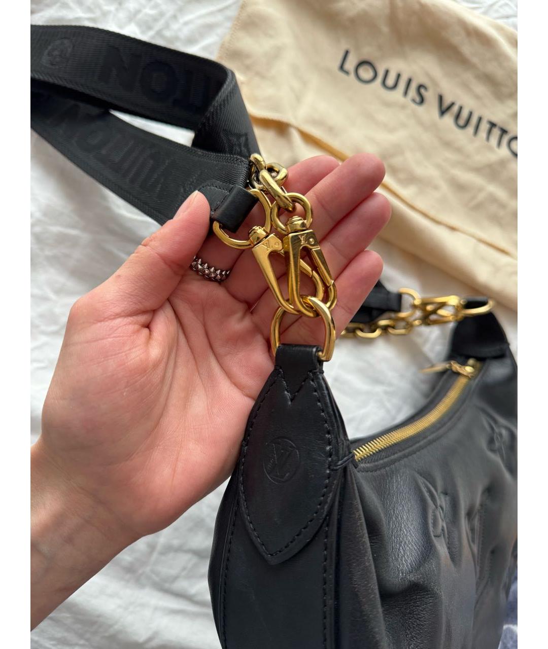 LOUIS VUITTON Черная кожаная сумка через плечо, фото 6