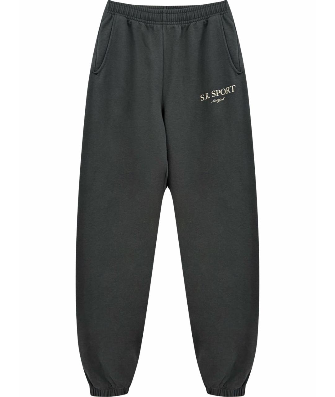 SPORTY AND RICH Антрацитовые хлопковые спортивные брюки и шорты, фото 1