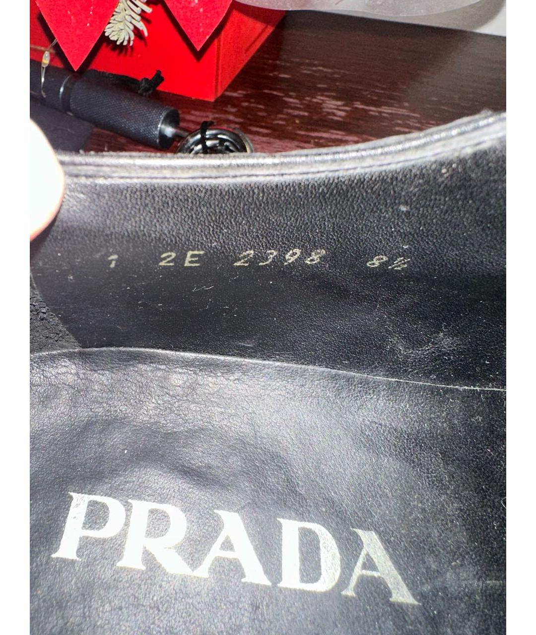 PRADA Черные кожаные низкие ботинки, фото 8